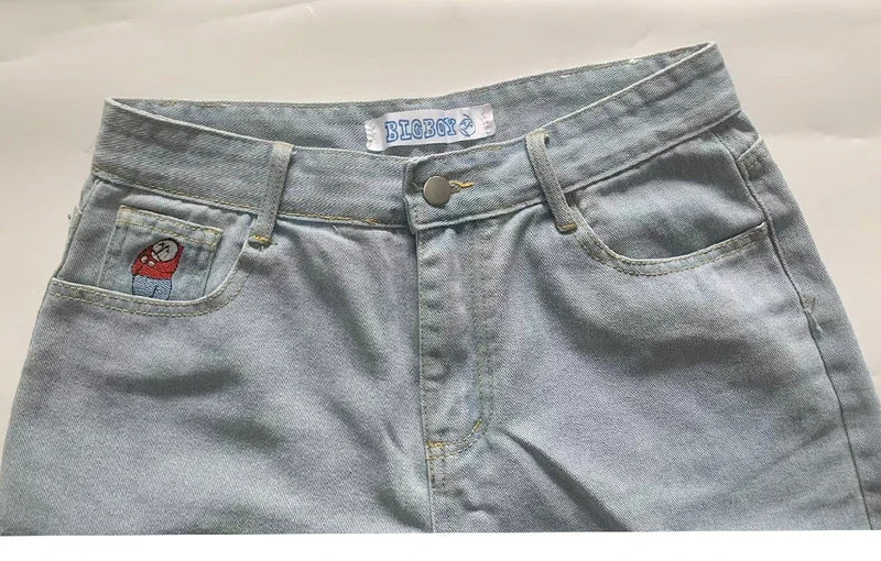 big boy denim y2k embroidery golf trap wang jeans men women streetwear baggy jeans pants leisure simple straight cargo trousers unique cargo style 4059
