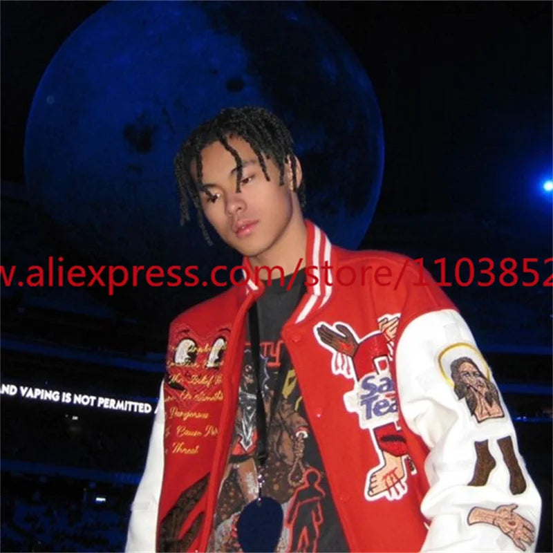 graphic outerwear featuring 2024 autumn winter vintage high street vibe style american heavy duty embroidered baseball jacket coat men top oversize hip hop design – premium quality jacket for men