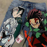 harajuku popular anime kokushibo print baggy jeans new style wide leg trouser y2k streetwear for men women high waist pants unique jeans style 4283