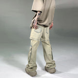 american retro buttons detachable design wide cargo jeans mens womens straight leg pants hip hop washed jeans overall 2023 utility cargo pants
