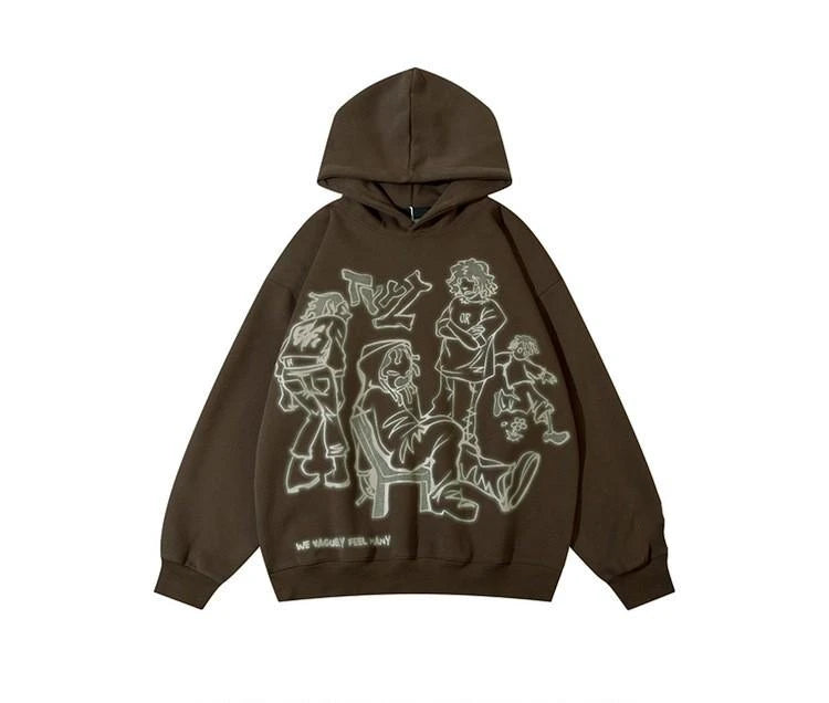 2023 Y2K Streetwear Pink Hoodie Sweatshirt Funny Cartoon Graphic Hoodie Autumn Harajuku Anime Hooded Pullover Hip Hop Hipster