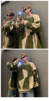 bold fire sweater, layered fit piece, aesthetic soft knit grunge sweater for cozy streetwear