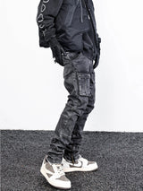 retro washed denim jeans mens bottom zipper jean trousers with pockets hip hop fashion high street slim fit pants joggers jeans unique joggers style 3114