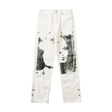 men punk denim pants y2k streetwear hip hop graffiti graphic print straight jeans pants fashion harajuku casual trousers grunge unique jeans style 3620