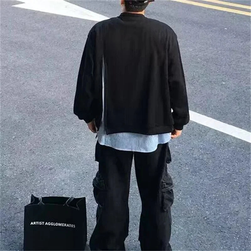 Baggy oversized hoodie with Y2K flame print