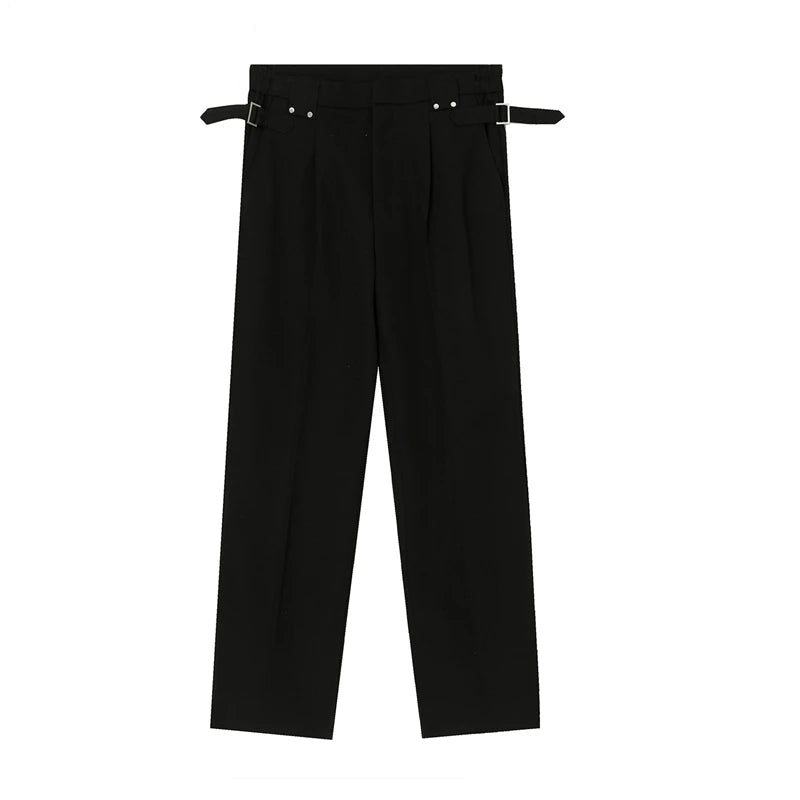 rainbowtouches men pants unisex high street waistband solid casual slim fitting pants couple loose straight mens suit pants menswear bottoms