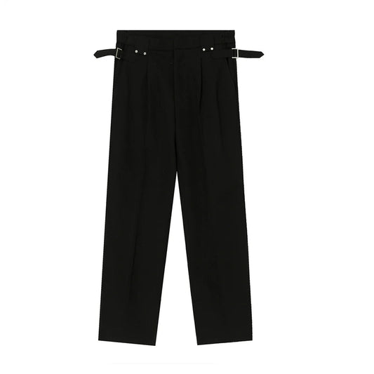 rainbowtouches men pants unisex high street waistband solid casual slim fitting pants couple loose straight mens suit pants menswear bottoms