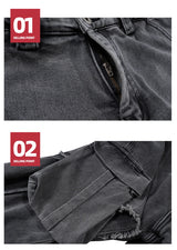 hi street black jeans side pockets patchwork cargo denim pants men streetwear hip hop baggy jeans trousers loose straight jeans unique cargo style 1868