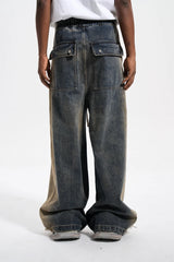 mens high street loose denim jeans casual straight retro washed jeans hip hop streetwear casual wide legs joggers baggy jeans unique joggers style 2867