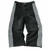 new hip hop baggy jeans harajuku goth y2k jeans for men black striped embroidered wide leg denim pants high street streetwear unique jeans style 302