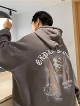 New Goth Graphic Printed Hooded Sweatshirts For Men Y2K Vintage Street