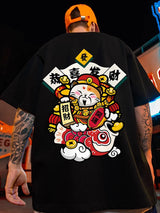 Glitchcore Chrome print – Chinese God Of Wealth Printed T Shirts For Men Creativity