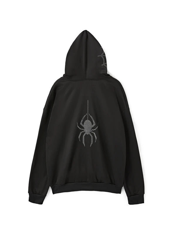 Dark Spider hot drilling Hoodie Pullover Sweatshirt Streetwear vintage Loose Hip Hop Punk