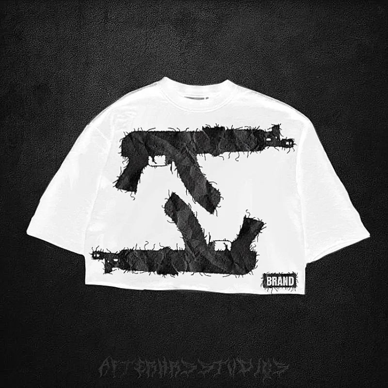 Sadcore Aesthetic print tee – Summer Gothic Trendy Brand Rock Hip Hop New T Shirt Men Y2K