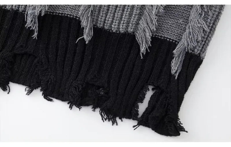 grunge fire sweater, streetwear drip, cozy knitwear for men, oversized grunge aesthetic winter top