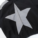 bold graphic coat, high-street look, for men, fall streetwear outfit, oversized style, layered fashion, modern aesthetic, graphic detail