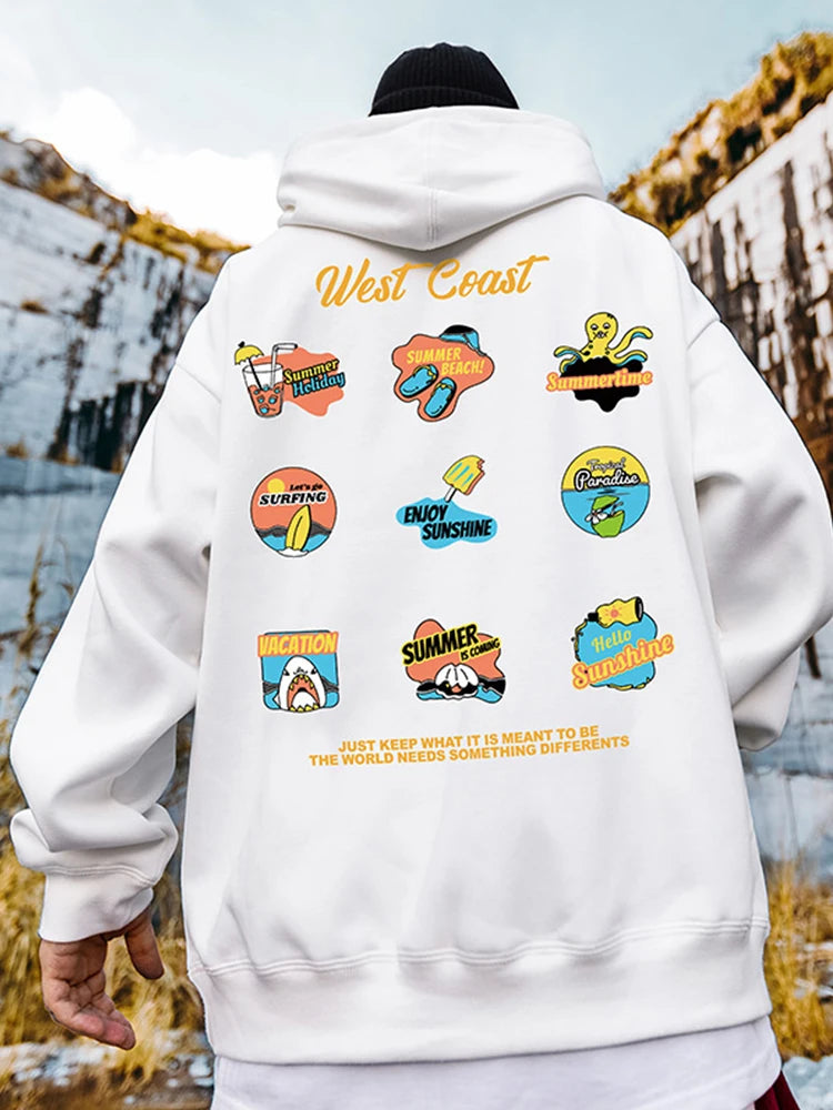 West Coast Graffiti Graphic Hoodie Sweatshirts Men Autumn Pullovers
