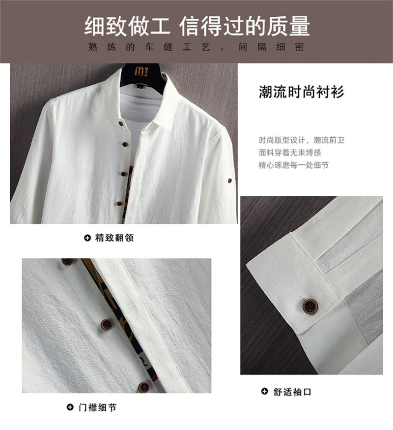 Wetailor New Summer Hot Sale Men's Short Sleeve Shirts Solid Color Easy Care Comfortable Stand-Up Collar Casual Beach Style