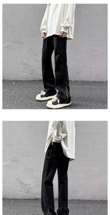 2023 autumn new light luxury fashion retro jeans men zipper straight loose jeans all match boutique clothing simple style unique jeans style 3705