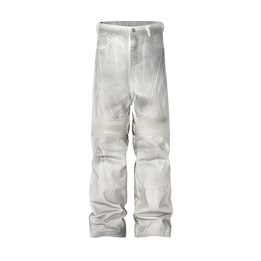 european and american high street washed distressed wide leg jeans pants y2k hip hop splashing ink pleated beggar jeans vintage vintage washed jeans