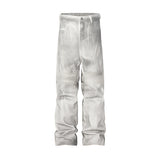 european and american high street washed distressed wide leg jeans pants y2k hip hop splashing ink pleated beggar jeans vintage vintage washed jeans