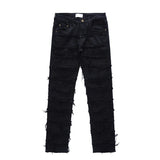 destroyed ripped pieced patchwork denim jean pants casual straight biker trousers mens fashion y2k hip hop streetwear joggers unique joggers style 525