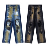 2024 hip hop ripped jeans y2k american style destroyed hole baggy denim pants wash vintage retro jean hipster unique jeans style 5473
