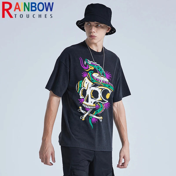 Trapwear Anime panel – Rainbowtouches Washed T Shirt Men Original Brand Vintage Uni