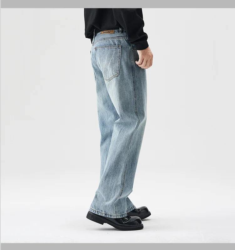 mens retro fashion high street loose casual denim micro flared pants jeans men streetwear plus size jeans trousers 28 40 unique jeans style 2695