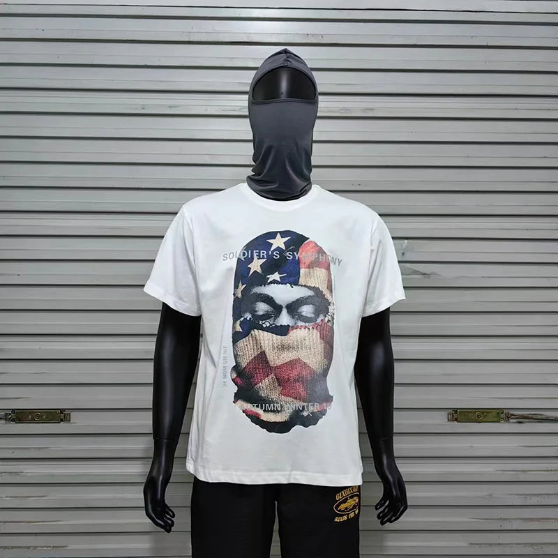 Glitchcore Fashion – High Quality Ih Nom Uh Nit T Shirt Masked Men Letter Printin – Urban Streetwear for Men & Women