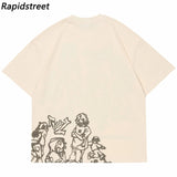 Skatercore Aesthetic print tee – 2023 Harajuku Cartoon Girl Cat Japanese Kanji Graphic T Shir