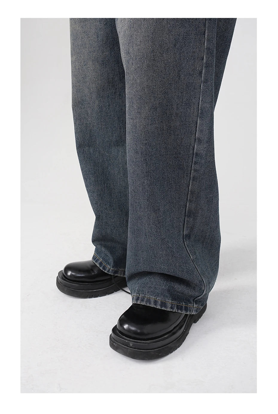 men baggy jeans korean fashion loose straight denim pants male blue casual jeans trousers unique jeans style 4397