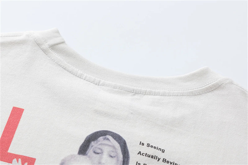 Vintage Retro New Summer Street Wear LIFE Letter Printing High-Street Loose Casual Tops T-Shirt