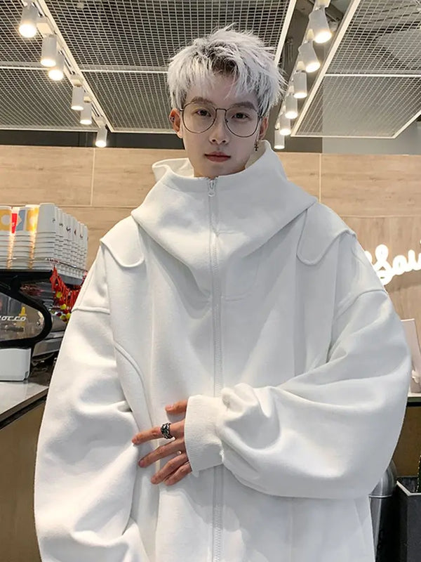 White Cardigan Sweatshirt Men 2024 Spring And Autumn New Style High En