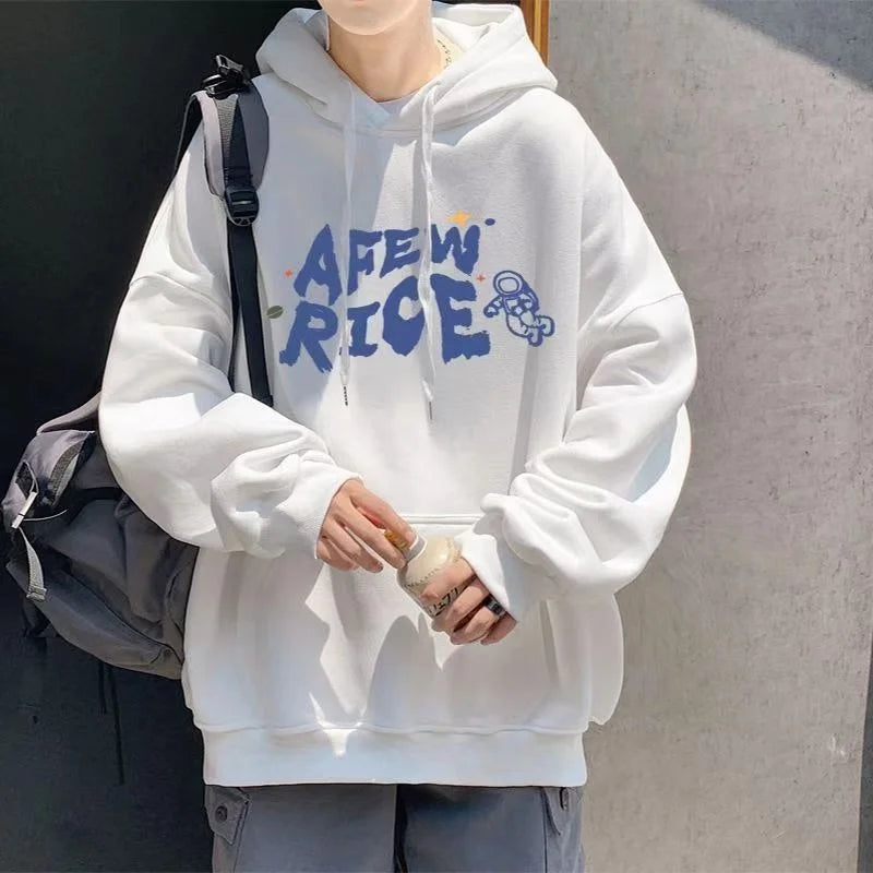 New Cartoon Astronaut Printed Pullover Hoodies For Men Autumn Letter