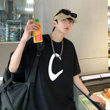 Trapwear Aesthetic piece – Korean Design Letter Pattern Short Sleeved T Shirt For Men A
