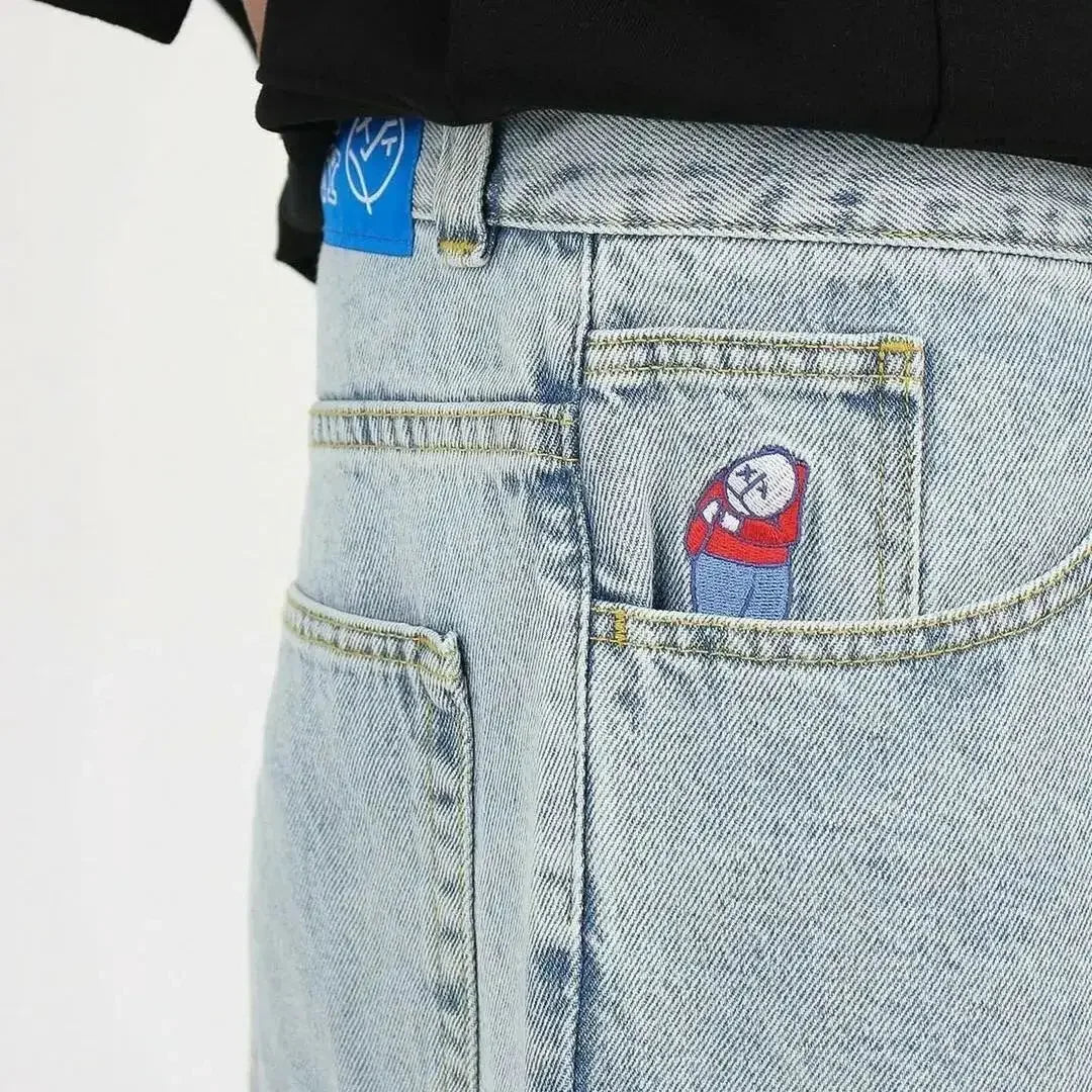 hip hop streetwear big boy jeans y2k embroidery pattern retro blue baggy jeans pants men women fashion pants clothing unique jeans style 1619