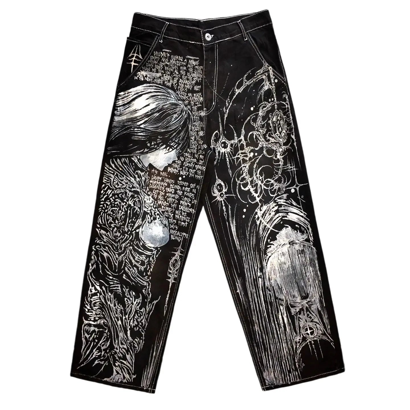 harajuku high street y2k baggy jeans punk popular print wide leg denim pants jeans streetwear trouser men clothing urban skinny jeans