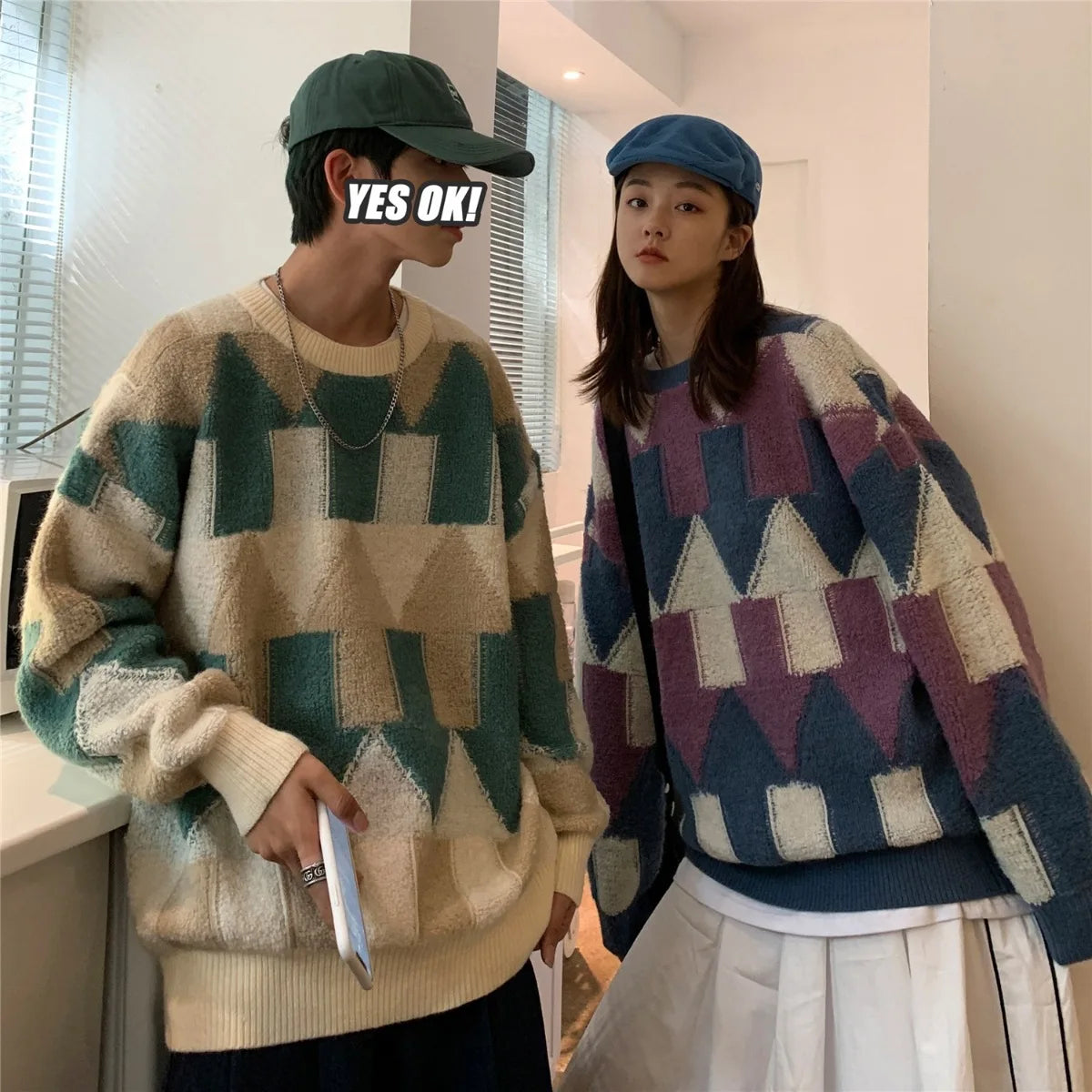 retro street knitwear, high-street look, trendy streetwear apparel for men and women