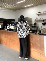 24ss New Retro Vintage Digital direct spray Cashew flower print High-Street Casual long sleeved shirt