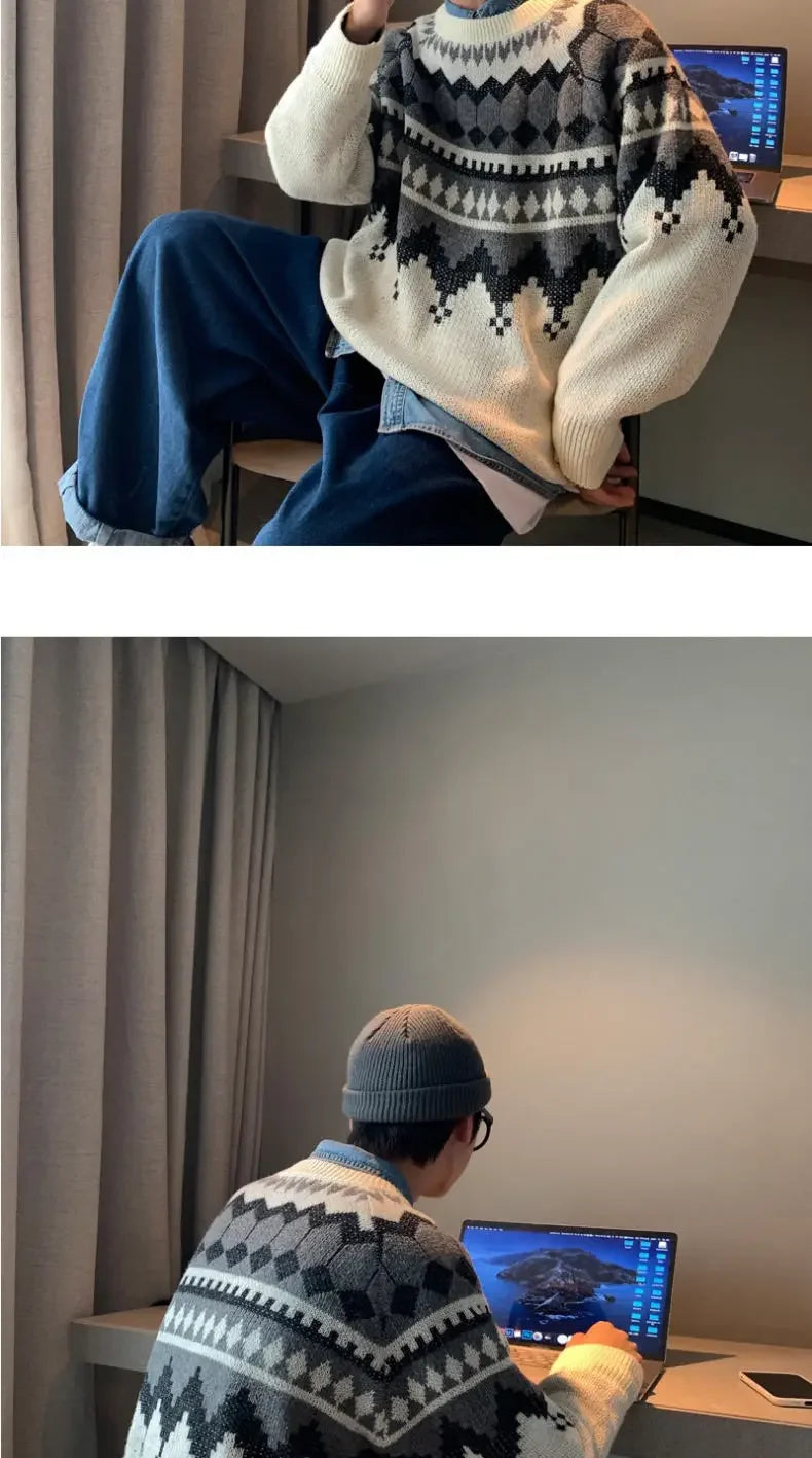 y2k flame knit sweater in soft cotton blend for fashion-forward fall wardrobes, ideal for men’s fashion and seasonal streetwe
