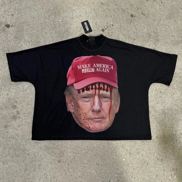 Y2K t-shirt with tag print logo and bubble shadow text