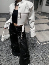 casual everyday high unisex graphic wear style style european-and-american-heavy-industry-multi-zipper-design-spider-web-shoulder-pad-leather-jacket-for-women-2024-new-jacket-top fit image essential oversized 1630d2 fashion material hip quality design hop urban print premium streetwear - streetwear design ID 9de33