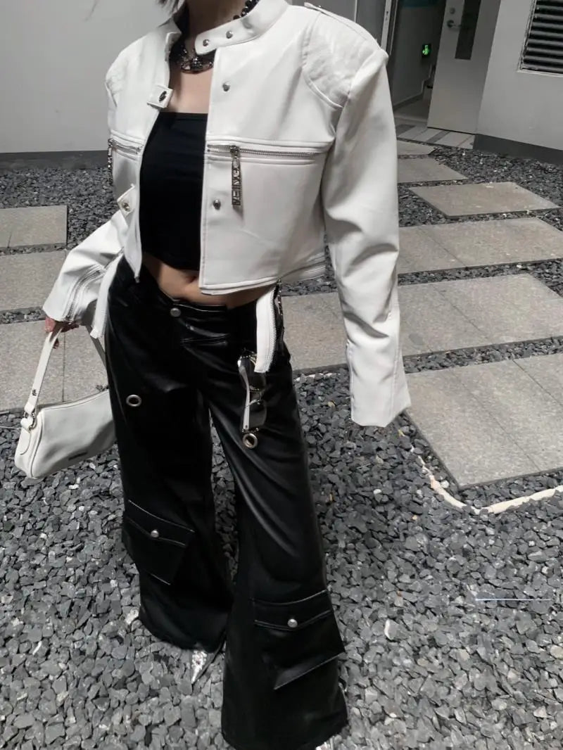 casual everyday high unisex graphic wear style style european-and-american-heavy-industry-multi-zipper-design-spider-web-shoulder-pad-leather-jacket-for-women-2024-new-jacket-top fit image essential oversized 1630d2 fashion material hip quality design hop urban print premium streetwear - streetwear design ID 9de33