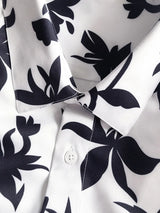 New 2021 luxury Men Classic Hibiscus Flowers Fashion 50% Silk Casual Shirts Shirt high quality Pocket Short sleeves #A48