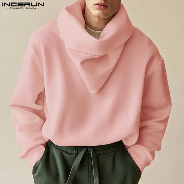 Fashion Casual Style Tops Incerun New Mens Pile Collar Design Hoodies