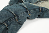 streetwear side pockets pleated washed blue jeans unisex straight baggy y2k denim pants ropa hombre casual cargo pants oversized unique cargo style 1203