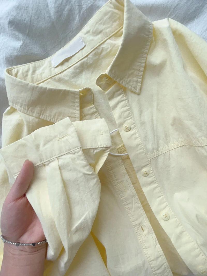 Pure Cotton Blue Long Sleeved Shirt Jacket For Women Spring Autumn Sum