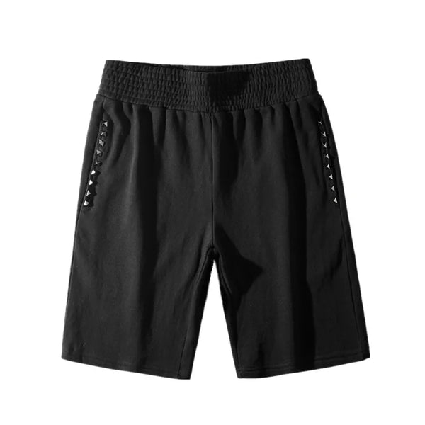 Luxury Side Metal Rivets Comfortable Classic Striped Skateboard Street Cotton Casual Shorts