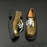 Men Genuine Leather Streetwear Fashion Casual Real Derby Shoes Male Vintage Japan Korean Cityboy Cow Leather High Heels Shoes